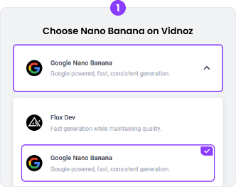 在 Vidnoz 平台上選擇 Nano Banana AI 模型