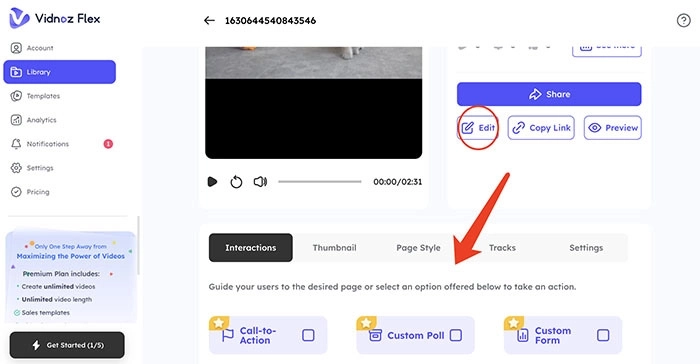 ChatGPT 影片生成器 Vidnoz 添加互動畫面