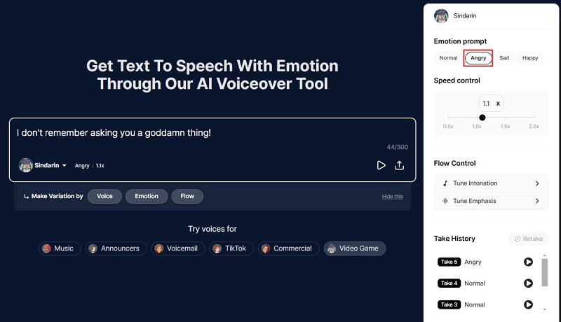 Angry Text to Speech AI Typecast TW