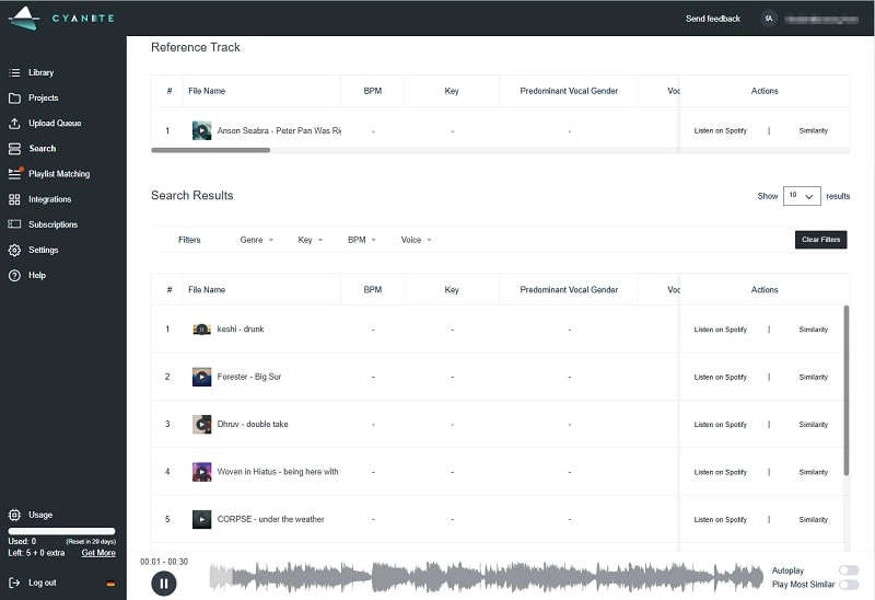 Cyanite AI 相似歌曲查找工具