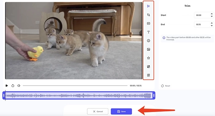 ChatGPT 影片生成器 Vidnoz 編輯影片