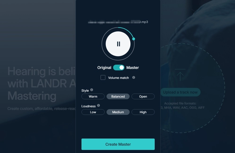 LANDR AI Mastering: 專業音樂人最佳 AI 音樂混音器