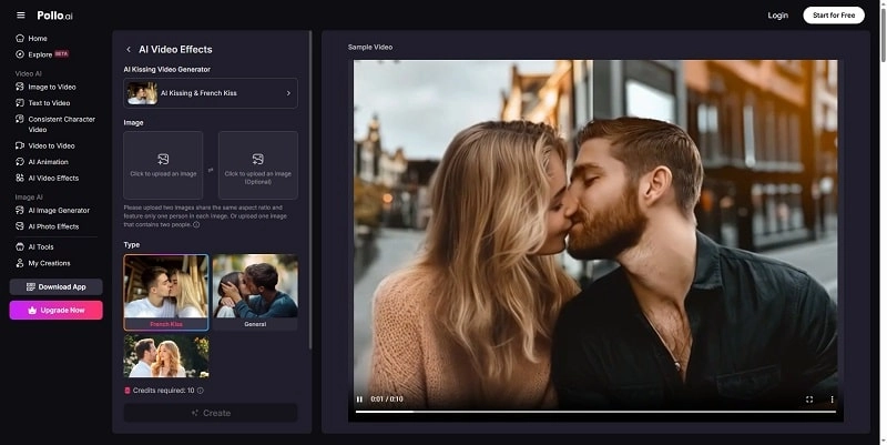 Pollo AI 接吻影片生成器