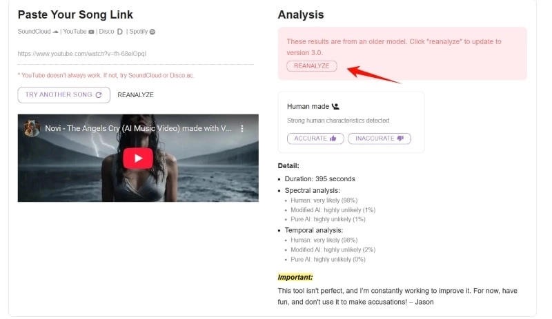 使用進階 AI 音樂辨識工具重新分析音訊