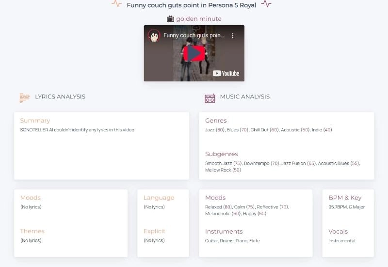 Sonoteller視頻音樂識別結果