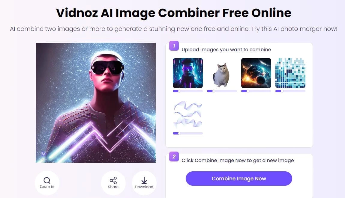 Vidnoz AI Image Merger Combines 5 Photos