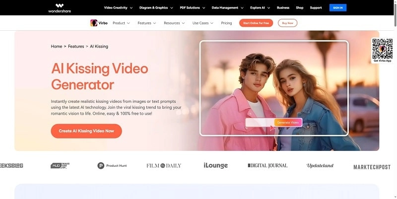 Wondershare AI 唇吻生成器